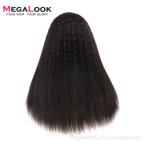 Cheap Kinky Straight Coarse Half Light Yaki Texture Human Hair U Part Lace Wig